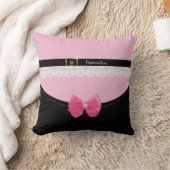 Girly Pink und Black Baby Schuhe mit Bow und Name Kissen (Decke)