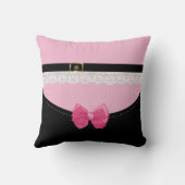 Girly Pink und Black Baby Schuhe mit Bow und Name Kissen (Rückseite)