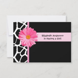 Girly Pink und Black Giraffe Babydusche Einladung