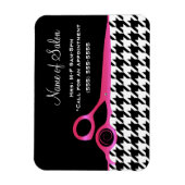 Girly Pink und Black Hahnentrittmuster Friseur Sal Magnet (Vertikal)
