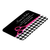 Girly Pink und Black Hahnentrittmuster Friseur Sal Magnet (Linke Seite)