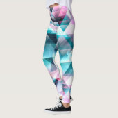 Girly Pink und Blue Abstrakt Geometric Muster Leggings (Links)
