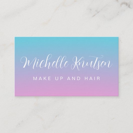 Girly Pink und Blue Makeup Artist Hair Salon Visitenkarte (Vorderseite)