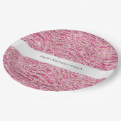 Girly Pink und Blush Glitzer Zebra Birthday Pappteller (Schrägansicht)