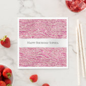 Girly Pink und Blush Glitzer Zebra Birthday Serviette (Beispiel)