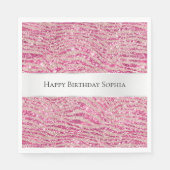 Girly Pink und Blush Glitzer Zebra Birthday Serviette (Vorderseite)