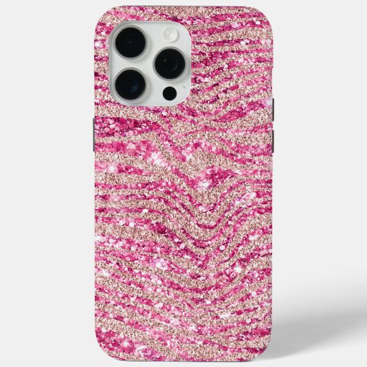 Girly Pink und Blush Glitzer Zebra Case-Mate iPhone Hülle (Rückseite)