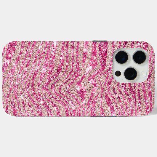 Girly Pink und Blush Glitzer Zebra Case-Mate iPhone Hülle (Rückseite (Horizontal))