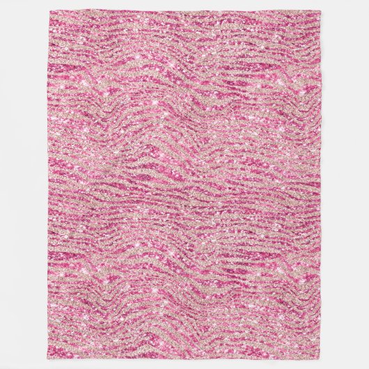 Girly Pink und Blush Glitzer Zebra Fleecedecke (Vorderseite)