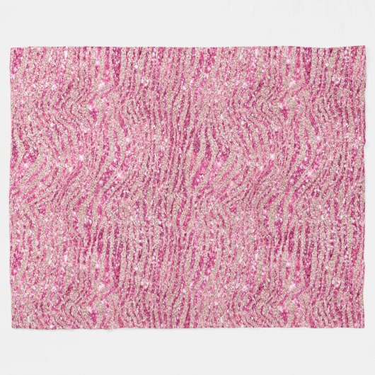 Girly Pink und Blush Glitzer Zebra Fleecedecke (Vorderseite (Horizontal))