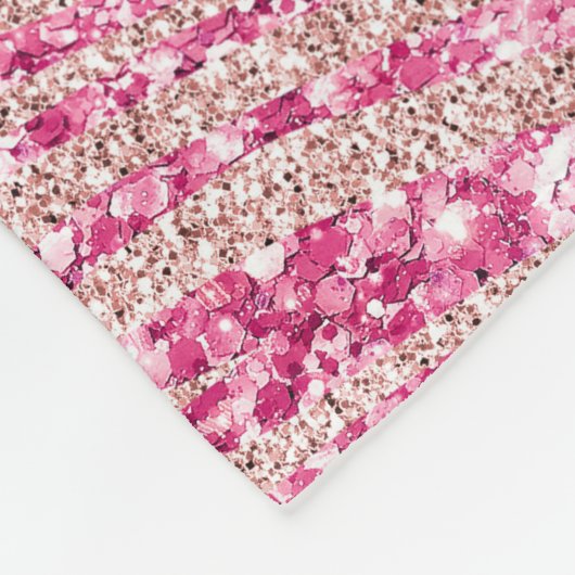 Girly Pink und Blush Glitzer Zebra Fleecedecke (Ecke)