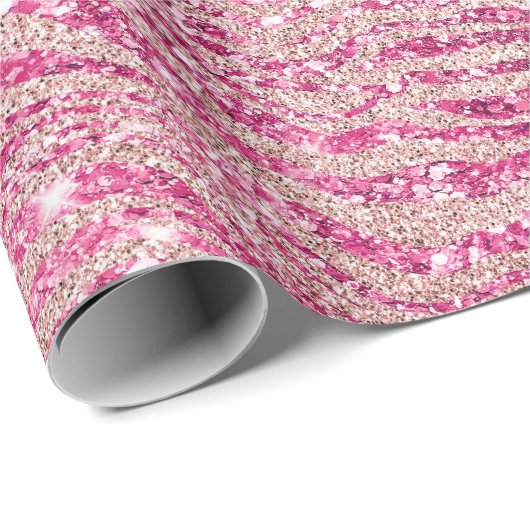 Girly Pink und Blush Glitzer Zebra Geschenkpapier (Rolleneckpunkt)
