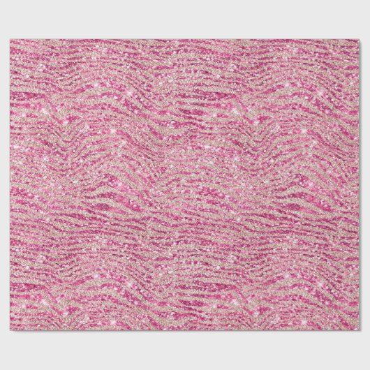 Girly Pink und Blush Glitzer Zebra Geschenkpapier (Flach)