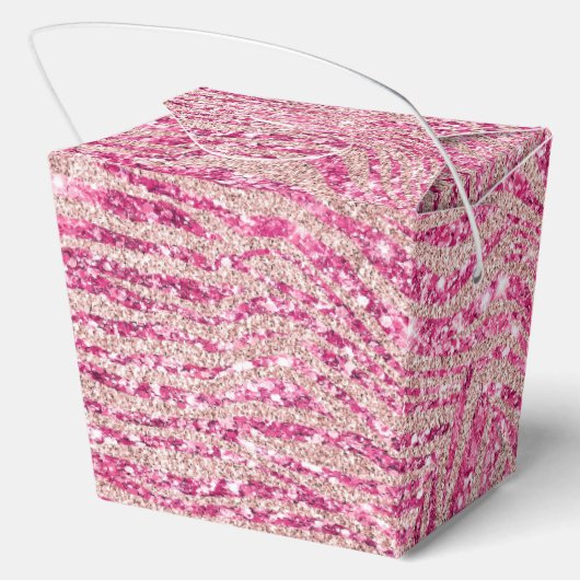 Girly Pink und Blush Glitzer Zebra Geschenkschachtel (Rückseite)