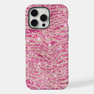 Girly Pink und Blush Glitzer Zebra iPhone 15 Pro Max Hülle