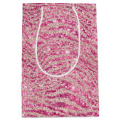 Girly Pink und Blush Glitzer Zebra Mittlere Geschenktüte (Vorderseite)