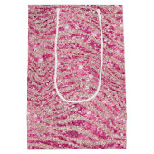 Girly Pink und Blush Glitzer Zebra Mittlere Geschenktüte (Rückseite)