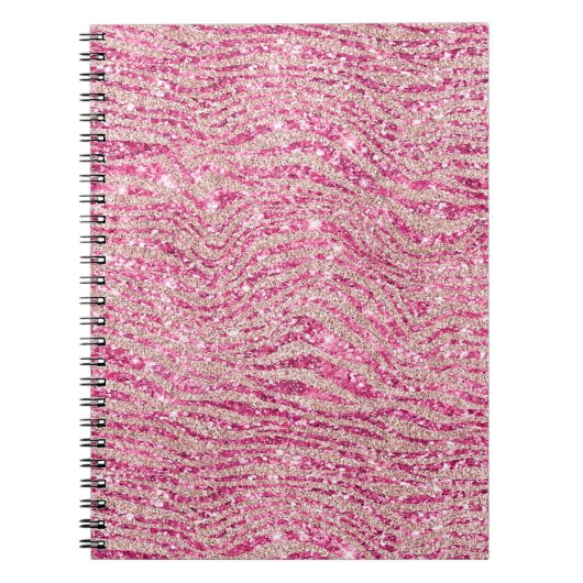 Girly Pink und Blush Glitzer Zebra Notizblock (Vorderseite)