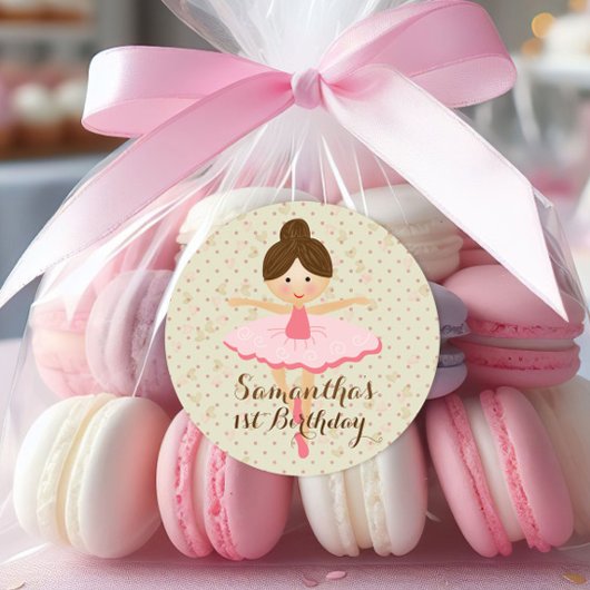 Girly Pink und Dreamy Ballerina Runder Aufkleber