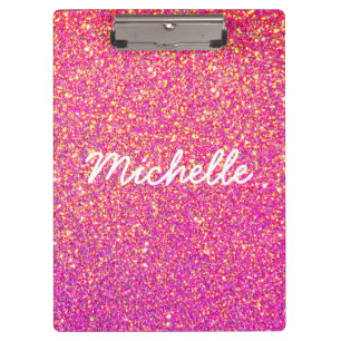 Girly Pink und Gold Ombre Glitzer Personalisiert Klemmbrett