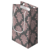 Girly Pink und Gray Damask Danke Kleine Geschenktüte (Rückseite Schrägansicht)