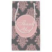 Girly Pink und Gray Damask Danke Kleine Geschenktüte (Vorderseite)