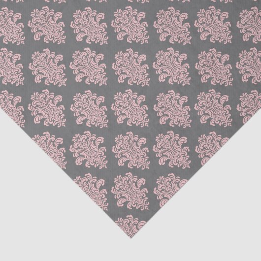 Girly Pink und Gray Damask Seidenpapier (Ausschnitt)