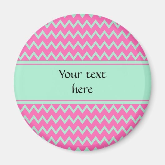 Girly Pink und Green Zigzag Muster Magnet (Vorne)