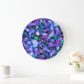 Girly Pink und Lila Blumensukkulturen Große Wanduhr (Zuhause)