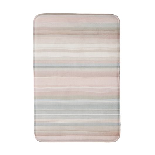 Girly Pink und Mint Moderner Küstenstrich Badematte (Vorderseite Vertikal)