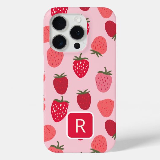 Girly Pink und Red Strawberry Nahtloses Muster Case-Mate iPhone Hülle (Rückseite)
