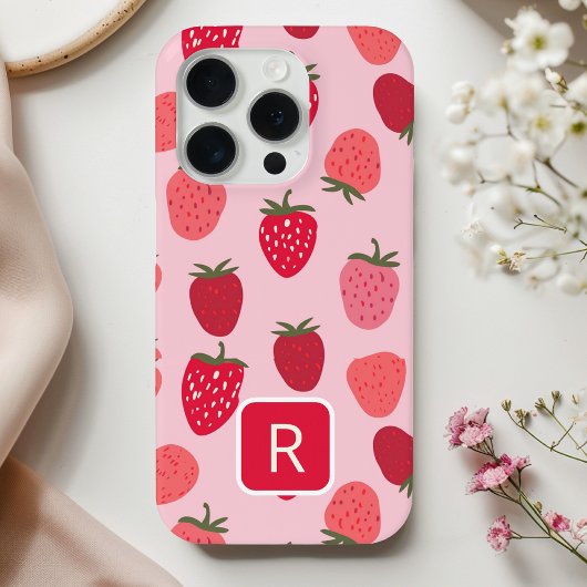 Girly Pink und Red Strawberry Nahtloses Muster Case-Mate iPhone Hülle