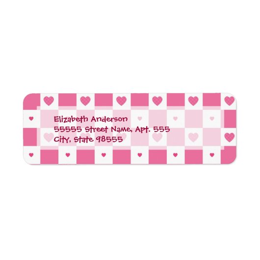 Girly Pink und White Checkerboard Herz (Vorne)