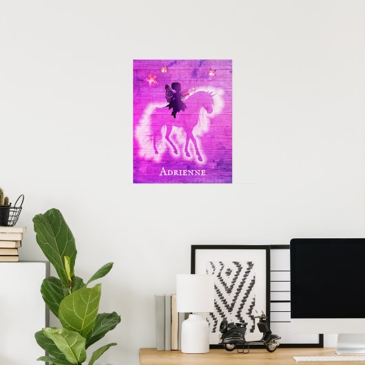 Girly Pink Unicorn Personalisiert Poster (Heimbüro)