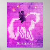 Girly Pink Unicorn Personalisiert Poster (Vorne)