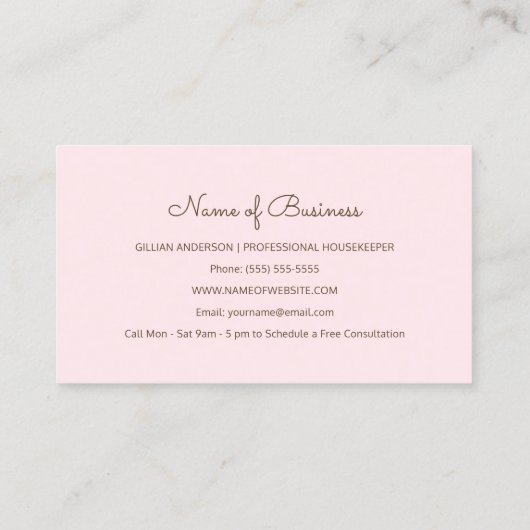 Girly Pink Vacuum Reinigungsservice Visitenkarte (Rückseite)