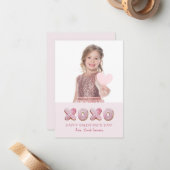 Girly Pink Valentine's Day Foto Mitteilungskarte (Vorderseite/Rückseite Beispiel)