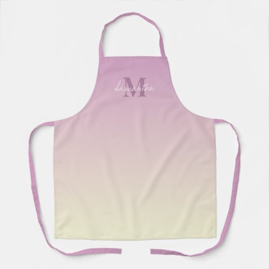 Girly Pink Vanilla Ombre Name Monogram Schürze (Vorderseite)