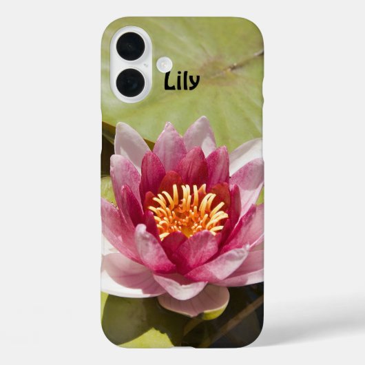 Girly Pink Water Lilie Foto Lily Pads Personalisie Case-Mate iPhone Hülle (Rückseite)
