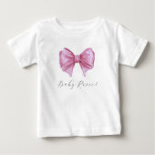 Girly Pink Watercolor Bow Babydusche Baby T-shirt (Vorderseite)