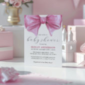 Girly Pink Watercolor Bow Babydusche Einladung