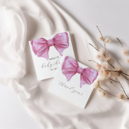 Girly Pink Watercolor Bow Babydusche Geschenkanhänger