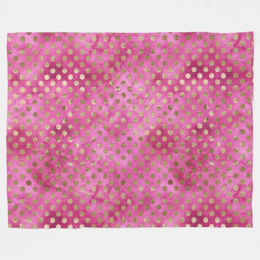 Girly Pink Watercolor Gold Dots Fleecedecke (Vorderseite (Horizontal))