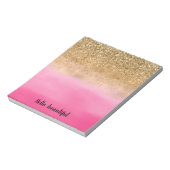 Girly Pink Watercolor Gold Glitzer Glitz Confetti Notizblock (Rotiert)