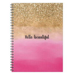 Girly Pink Watercolor Gold Glitzer Glitz Confetti Notizblock