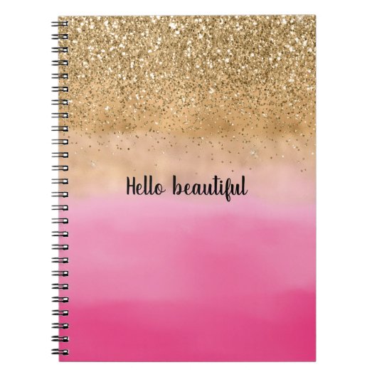 Girly Pink Watercolor Gold Glitzer Glitz Confetti Notizblock (Vorderseite)