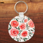 Girly Pink Watercolor Rose Illustration Schlüsselanhänger (Vorderseite)