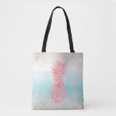 Girly Pink Watercolor Tropische Ananas Tasche (Vorderseite)