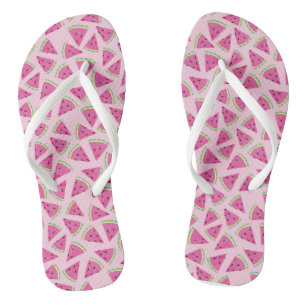 Girly Pink Watermelon Tropisches Muster Badesandalen