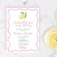 Girly Pink Wavy Line Lemon Sweet Baby Girl Dusche